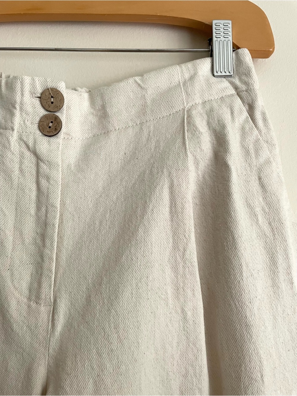 ZARA Cotton Linen High Rise Wide Leg Pant Beige (Altered) - Picture 3 of 11